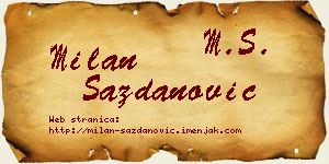 Milan Sazdanović vizit kartica